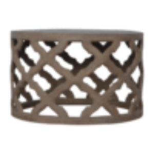 Large Cut-Out Stool | Grey Wash Finish | Sculptural Accent Seating