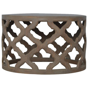 Large Cut-Out Stool | Grey Wash Finish | Sculptural Accent Seating