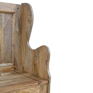 Large Solid Mango Wood Monks Bench | Lift-Up Storage | Oak-Style Finish