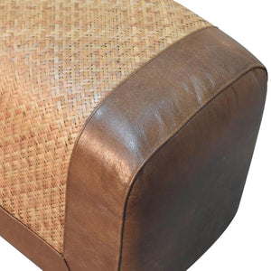 Large Seagrass Buffalo Hide Nordic Bench | Natural & Brown | Nordic-Inspired Design