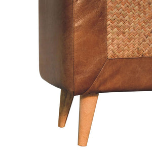 Large Seagrass Buffalo Hide Nordic Bench | Natural & Brown | Nordic-Inspired Design