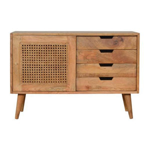 Larissa 4 Drawer Cabinet | Solid Mango Wood | Natural Finish | Compact Storage