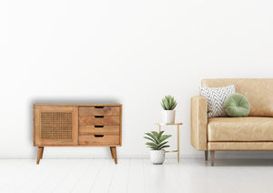 Larissa 4 Drawer Cabinet | Solid Mango Wood | Natural Finish | Compact Storage