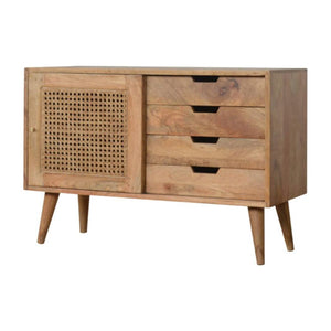 Larissa 4 Drawer Cabinet | Solid Mango Wood | Natural Finish | Compact Storage