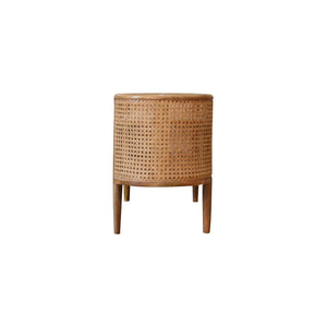 Larissa Curved Shelving Unit | Solid Mango Wood | Oak Finish | Rattan Detail