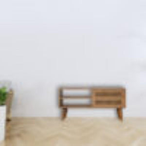 Larissa Media Unit | Solid Mango Wood | Natural Finish | Mid-Century TV Console