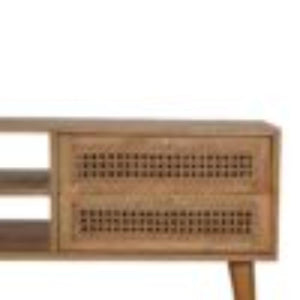 Larissa Media Unit | Solid Mango Wood | Natural Finish | Mid-Century TV Console