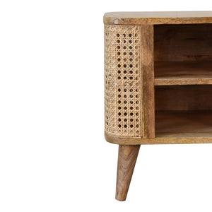 Larissa Open Bedside Table | Solid Mango Wood | Oak Finish | 2 Mini Drawers