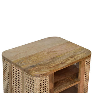 Larissa Open Bedside Table | Solid Mango Wood | Oak Finish | 2 Mini Drawers