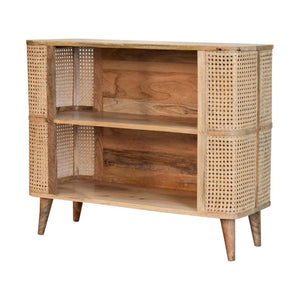 Larissa Open Display Cabinet | Solid Mango Wood | Oak Finish | 2 Shelves