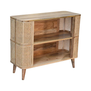 Larissa Open Display Cabinet | Solid Mango Wood | Oak Finish | 2 Shelves