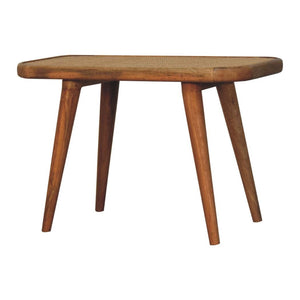 Larissa Rattan Bench | Solid Mango Wood | Oak Finish | Handwoven Rattan Seat