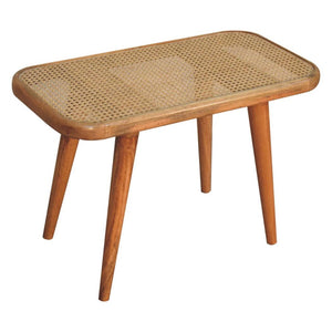 Larissa Rattan Bench | Solid Mango Wood | Oak Finish | Handwoven Rattan Seat
