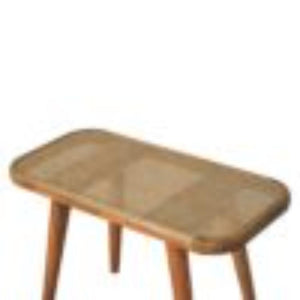 Larissa Rattan Bench | Solid Mango Wood | Oak Finish | Handwoven Rattan Seat