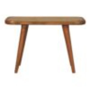 Larissa Rattan Bench | Solid Mango Wood | Oak Finish | Handwoven Rattan Seat