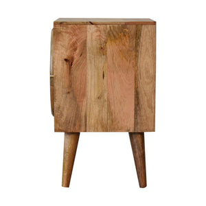 Larissa Rattan Door Bedside | Solid Mango Wood | Oak Finish | Nordic Legs