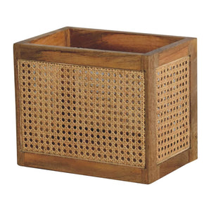 Larissa Rattan Storage Basket | Solid Mango Wood | Oak Finish | Woven Storage Box