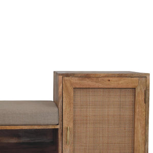 Larissa Storage Bench | Solid Mango Wood | Oak-ish Finish | 2 Open Slots