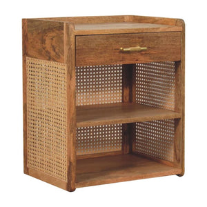 Larissa T-Bar Open Bedside Table | Solid Mango Wood | Open Shelf