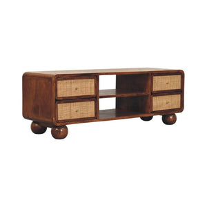 Larissa TV Unit | Solid Mango Wood | Chestnut Finish | 4 Drawers
