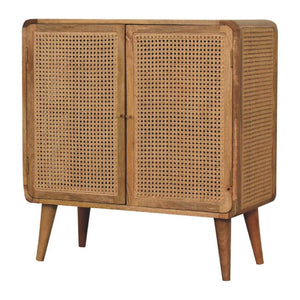 Larissa Woven Storage Cabinet | Solid Mango Wood & Woven Detail | Natural Wood Finish | Hand-Woven Detail