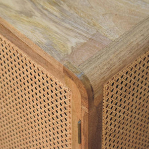 Larissa Woven Storage Cabinet | Solid Mango Wood & Woven Detail | Natural Wood Finish | Hand-Woven Detail