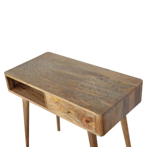 Leaf Embossed Writing Desk | Botanical Detail | Home Office & Study Table