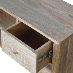 Leaf Resin Entertainment Unit | Solid Mango Wood | Botanical Resin Detail | TV Storage