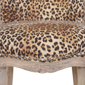Leopard Print Studded Accent Chair | Upholstered Statement Seating | Living Room Furniture