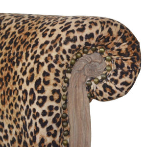 Leopard Print Studded Accent Chair | Upholstered Statement Seating | Living Room Furniture