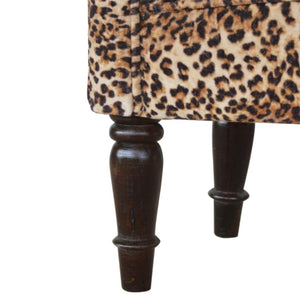 Leopard Print Velvet Bench | Upholstered Accent Seat | Bedroom & Hallway Furniture
