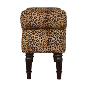 Leopard Print Velvet Bench | Upholstered Accent Seat | Bedroom & Hallway Furniture