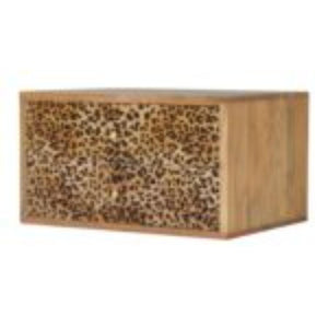 Leopard Print Wall-Mounted Bedside Table | Solid Mango Wood | Statement Storage