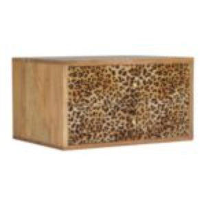 Leopard Print Wall-Mounted Bedside Table | Solid Mango Wood | Statement Storage