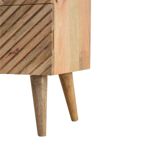 Lille Carved Mango Wood Bedside Table | 2 Drawers