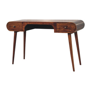 London Arch Writing Desk | Chestnut Finish | Curved Workspace Design