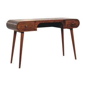 London Arch Writing Desk | Chestnut Finish | Curved Workspace Design