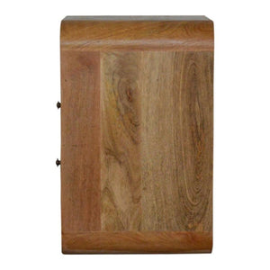 London Bedside Table | Solid Mango Wood | Oak Finish | 2 Drawer Bedroom Nightstand with Open Shelves