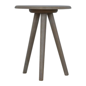 Lulu Round Tripod End Table | Solid Mango Wood | Washed Grey Finish | Scandinavian Side Table