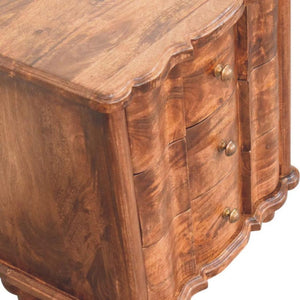 Lume Panelled Bedside Table | Solid Mango Wood | Roasted Finish | Compact Nightstand