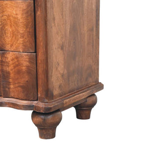 Lume Roasted Open Bedside Table | Solid Mango Wood | Roasted Almond Finish | 2 Drawer Nightstand with Open Shelf