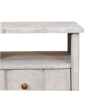 Lume Washed Open Shelf Bedside Table | Solid Mango Wood | Acid Wash Finish | 2 Drawer Nightstand with Open Shelf