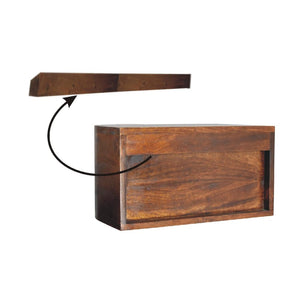 Lunar 2 Drawer Floating Bedside | Solid Mango Wood | Natural Wood Finish | Wall-Mounted Design