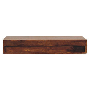 Lunar Wall-Mounted Console Table | Solid Mango Wood | Chestnut Finish | 2 Drawers