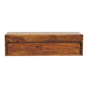 Lunar Wall-Mounted TV Unit | Solid Mango Wood | Chestnut Finish | 2 Drawers