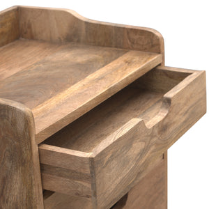 Solid Mango Wood Bedside Table | 3 Drawers | Gallery Back