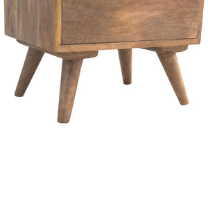 Solid Mango Wood Bedside Table | 3 Drawers | Gallery Back