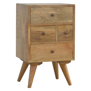 Mango Wood Multi-Drawer Bedside Table | 4 Drawers | Nordic Legs