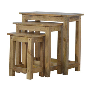 Solid Mango Wood Nesting Tables | Set of 3 | Farmhouse Style
