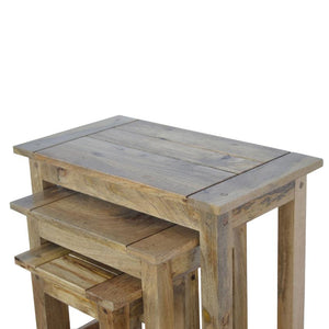 Solid Mango Wood Nesting Tables | Set of 3 | Farmhouse Style